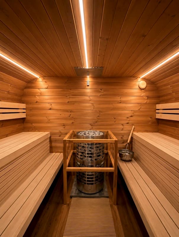 Inside the traditional sauna at Sway Wellness Spa